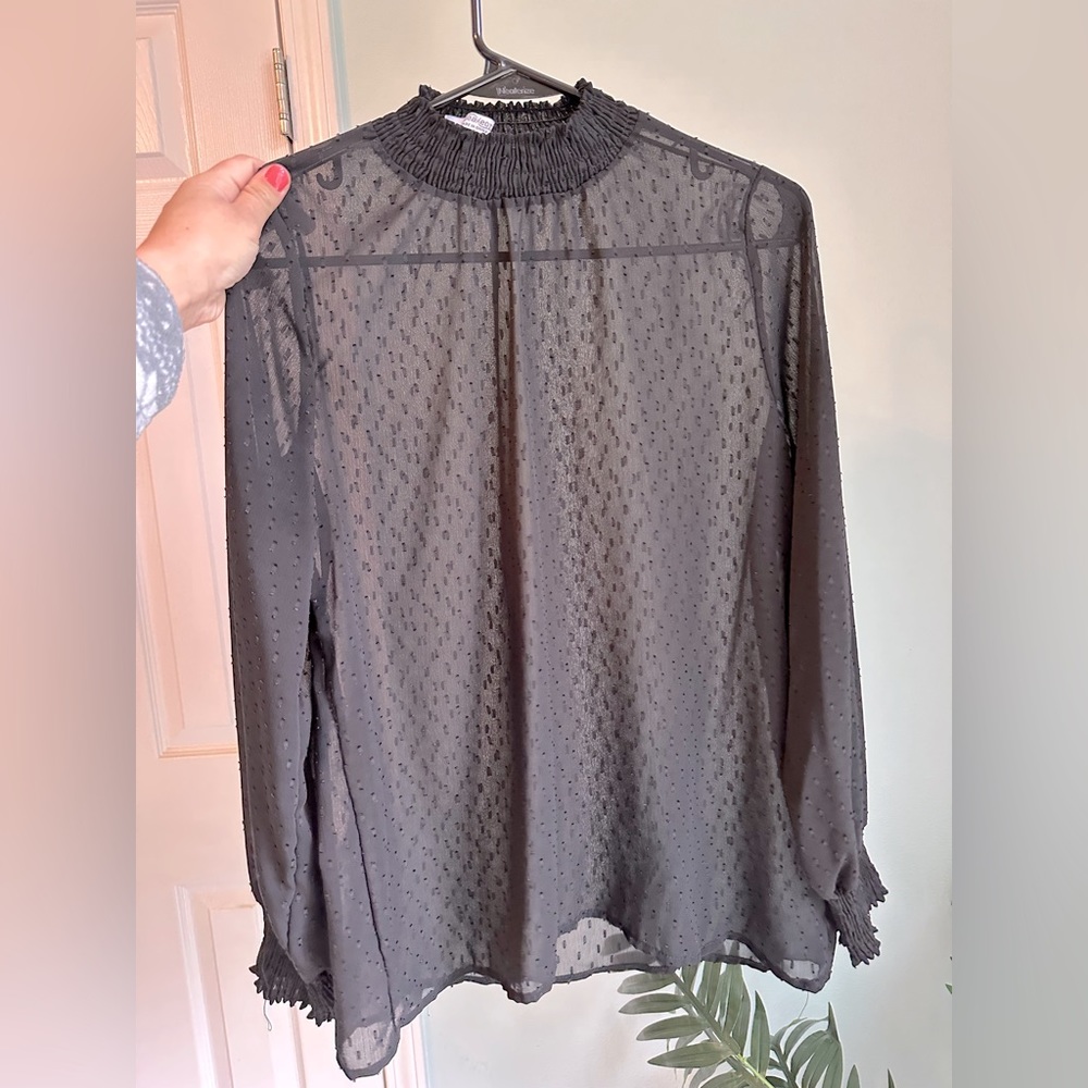 WOMENS Sheer Black Blouse Size S